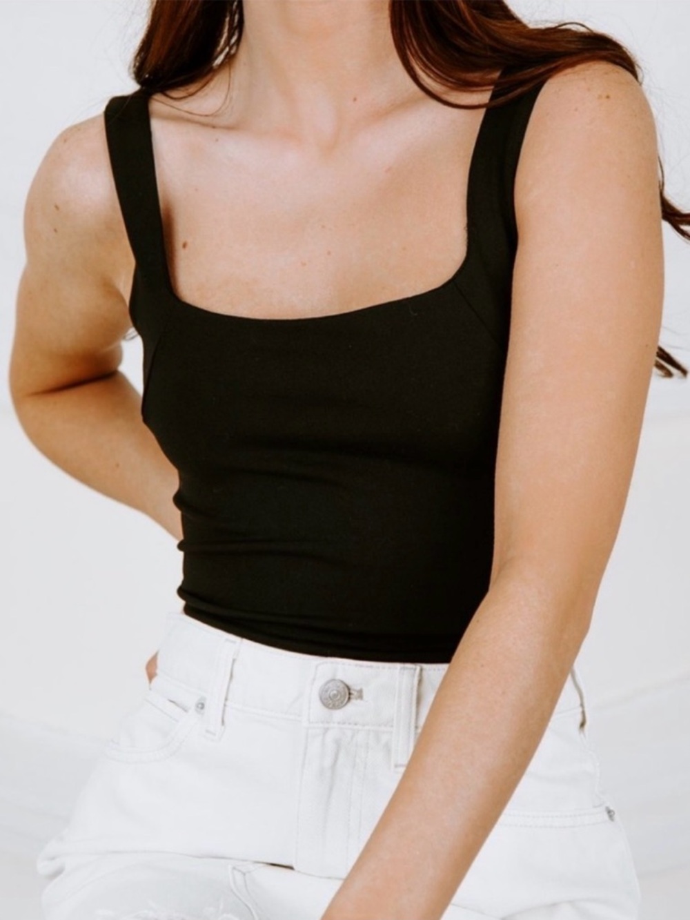 Free People Square Off Black Cami Tank